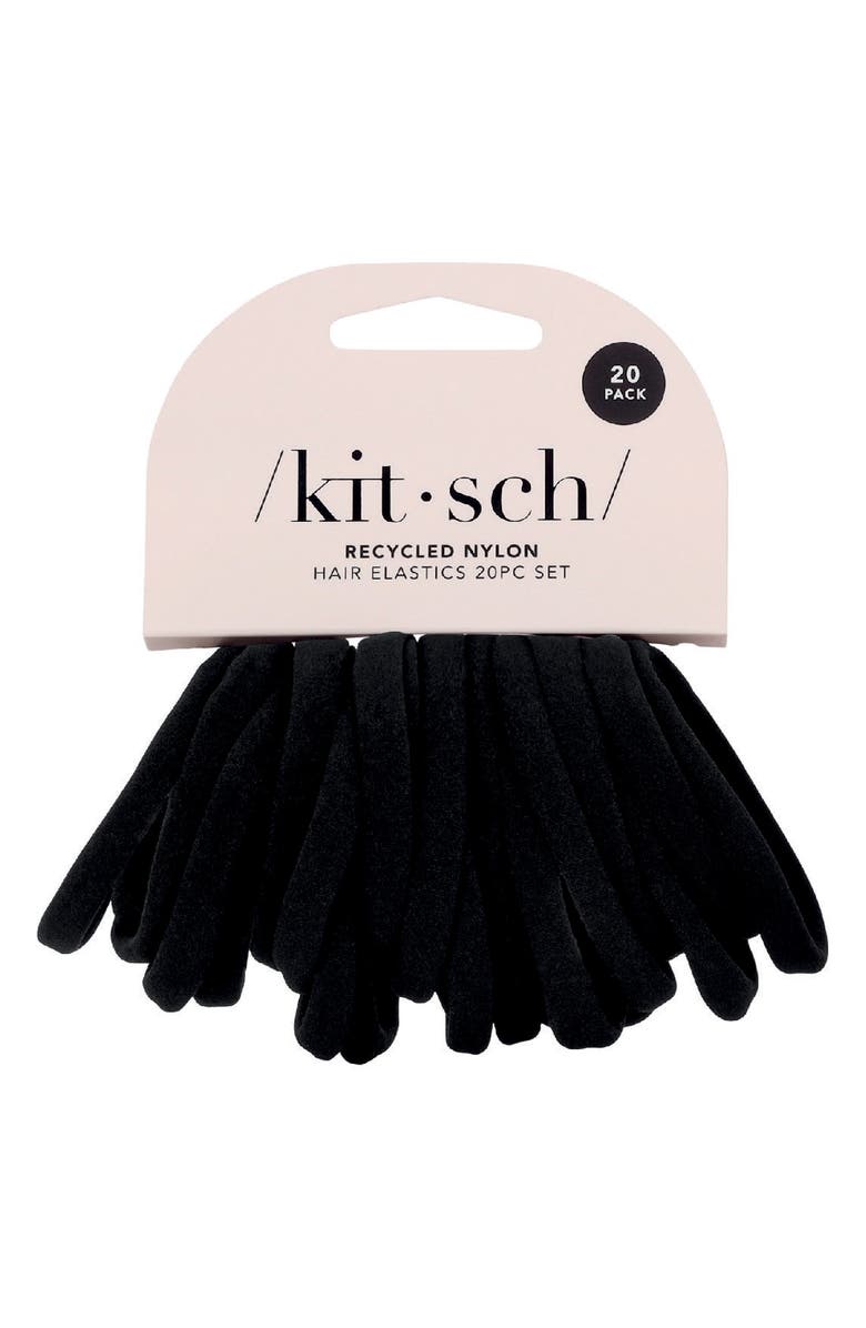 Kitsch Recycled Nylon 20-Pack Ponytail Holders, Main, color, Black