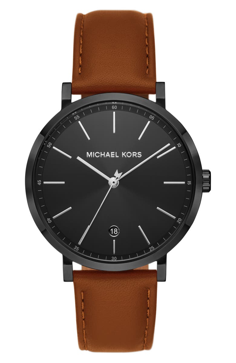 Michael Kors Irving Leather Strap Watch, 42mm, Main, color, 