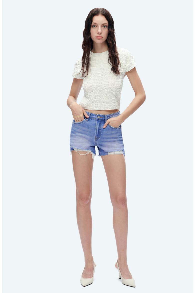 Mid Rise Denim Cutoff Shorts, Alternate, color, SKY BLUE