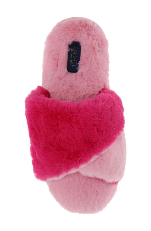 Rachel Roy Plush Twist Faux Fur Slide Slipper In Pink
