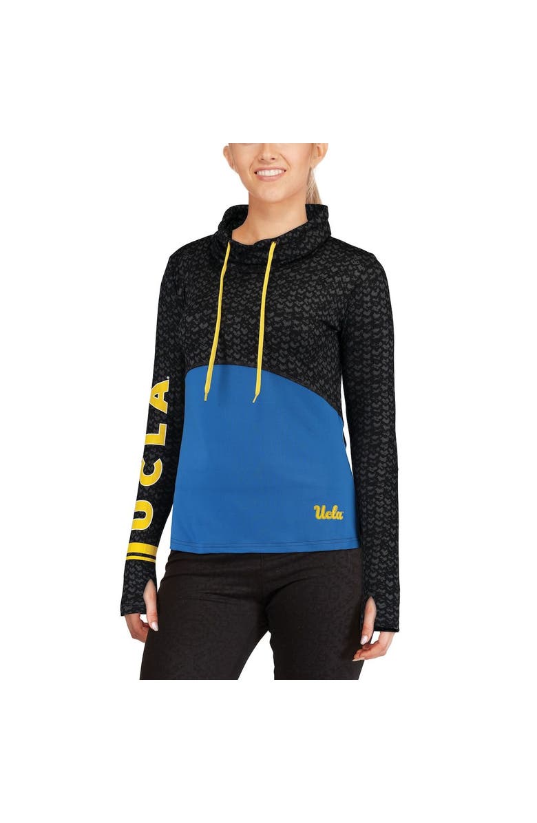 COLOSSEUM Women's Colosseum Black/Blue UCLA Bruins Scaled Cowl Neck Pullover Hoodie, Alternate, color, 