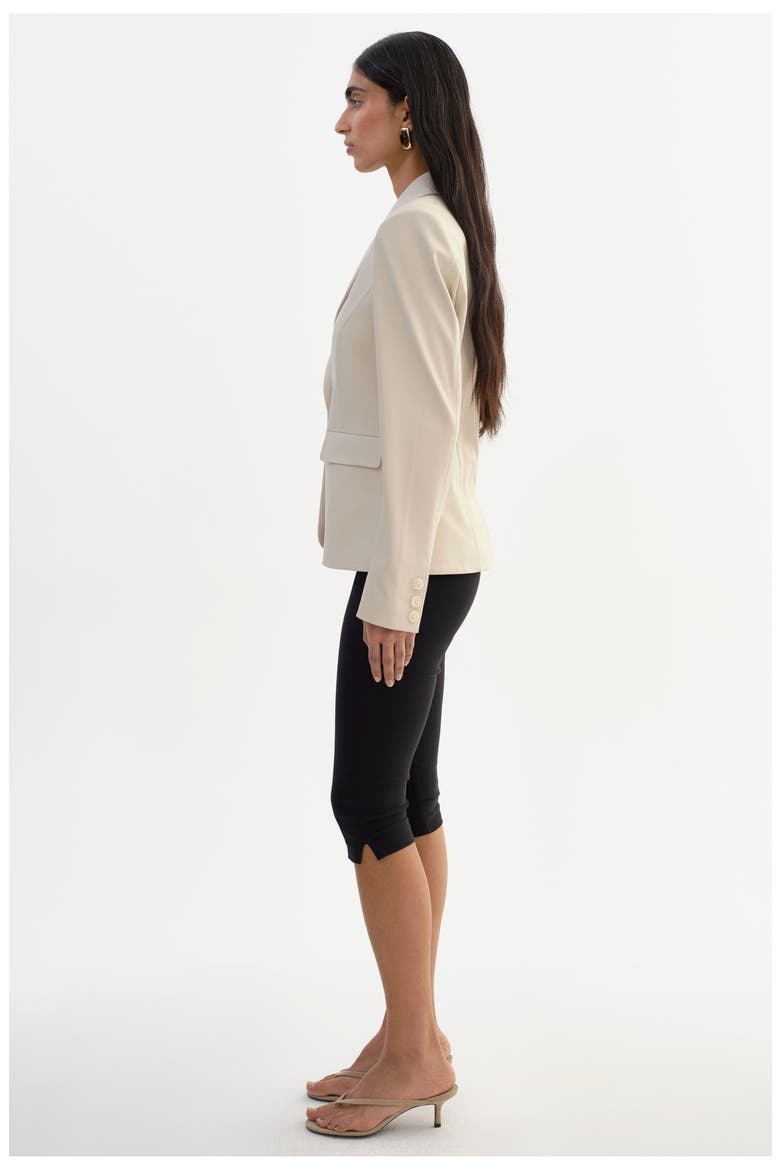 Davie | Faux Leather Fitted Blazer, Alternate, color, Bone