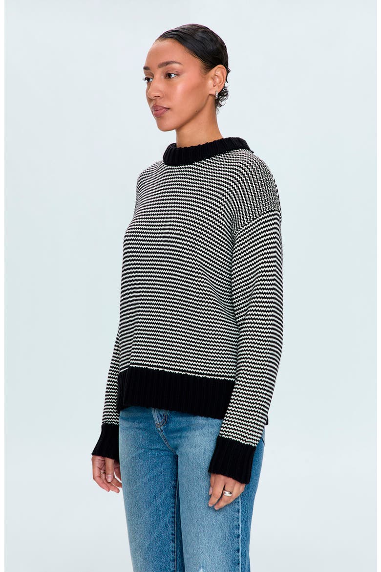 Jadine Cotton Mock Neck Sweater, Alternate, color, MIDNIGHT WHITE