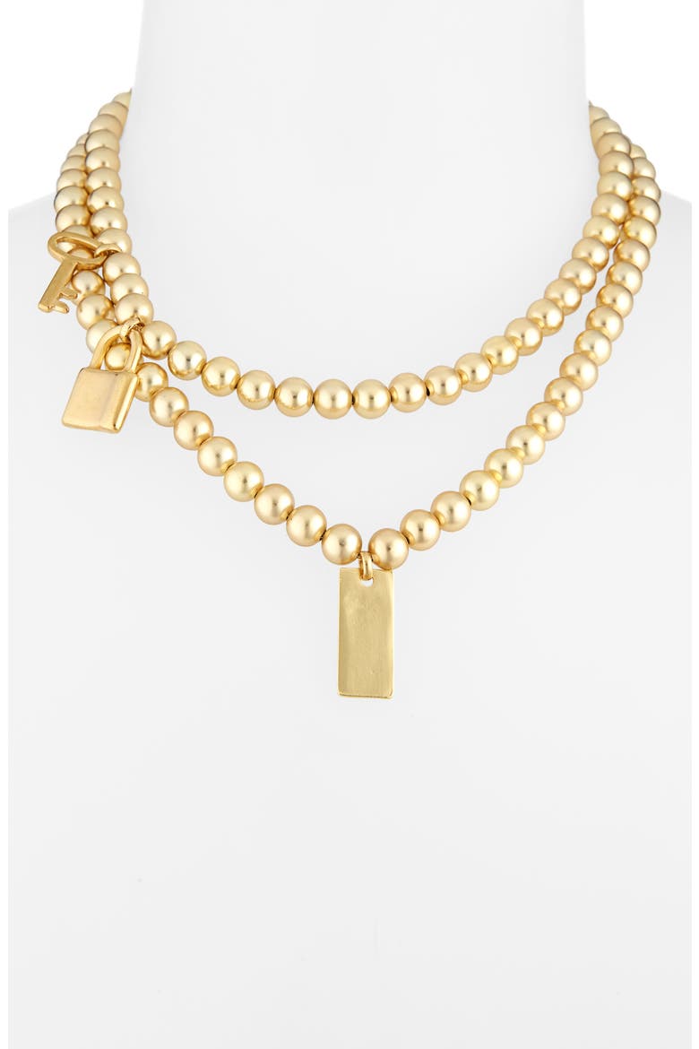 Beaded Layered Necklace, Alternate, color, GOLD