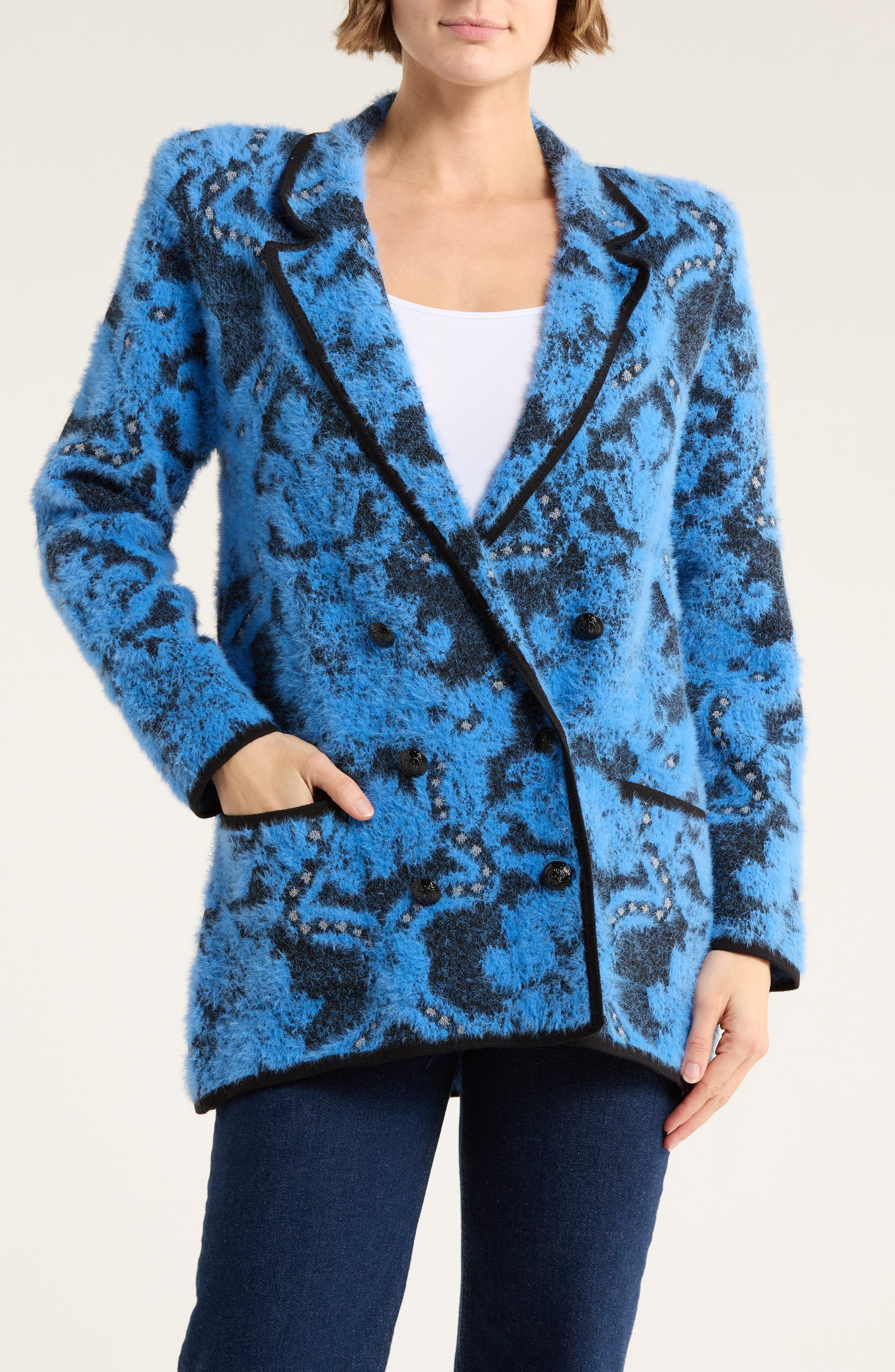 L'AGENCE Eileen Jacquard Knit Blazer