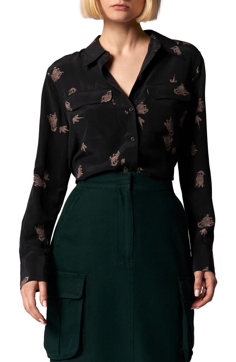 Equipment Signature Slim Fit Silk Button-Up Shirt, Main, color,