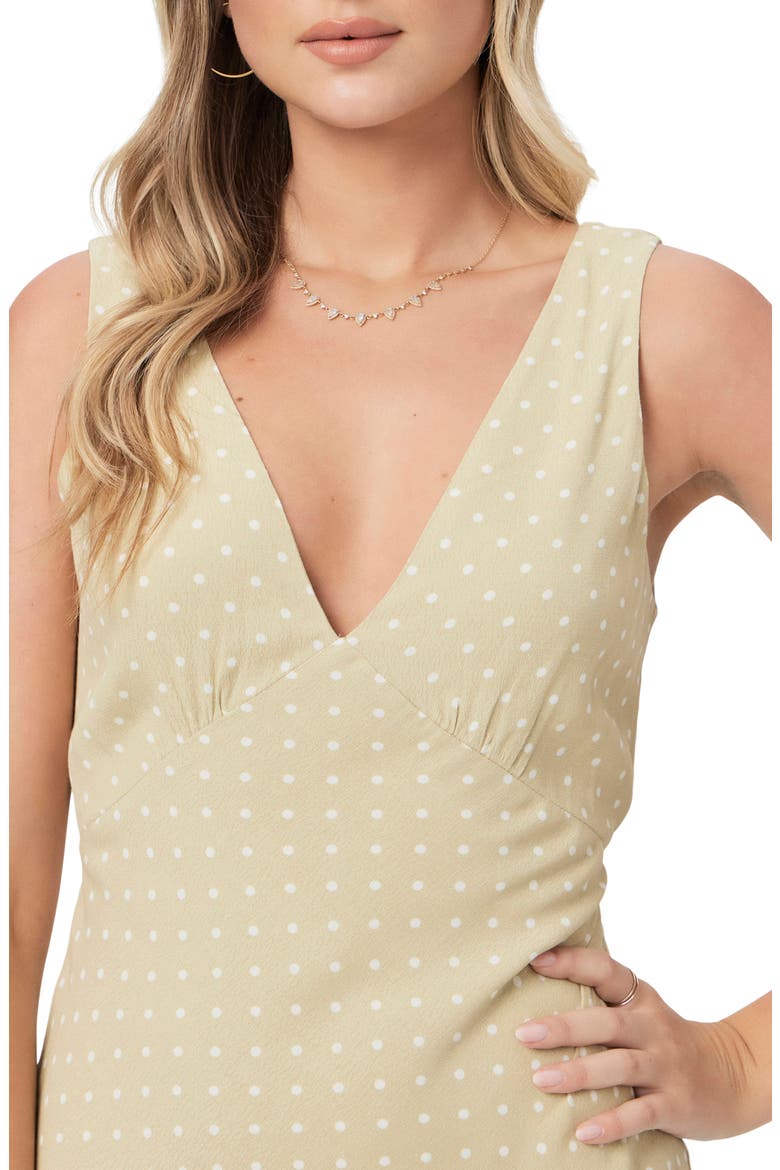 Juanita Dot Sleeveless Dress, Alternate, color, PALE OLIVE/ SEASHELL