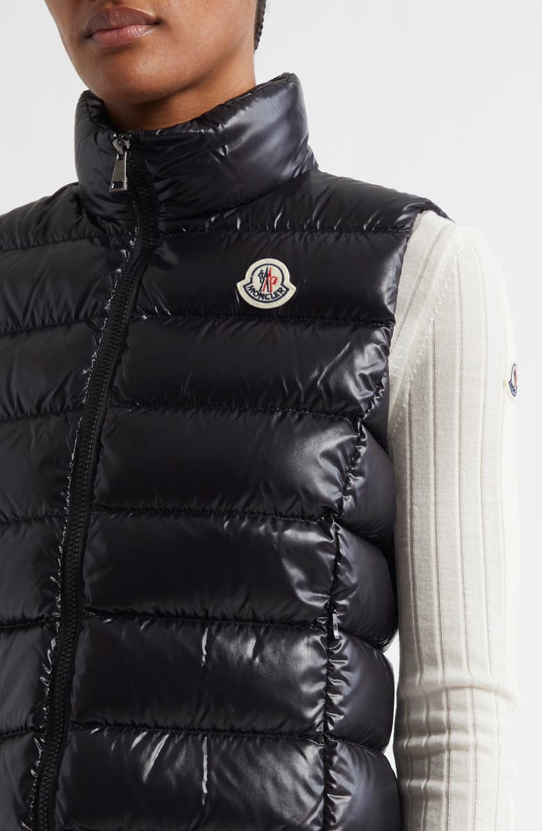Moncler Ghany Mock Neck Down Puffer Vest, Alternate, color, Black/Black