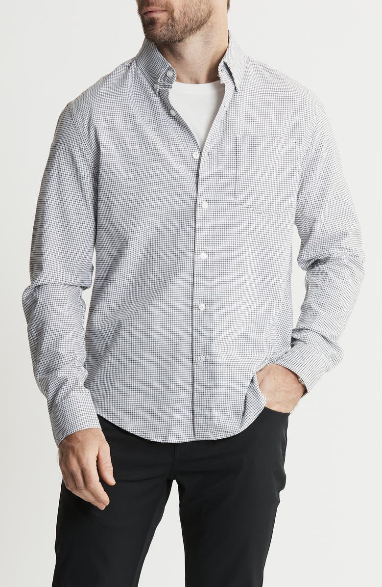 JACHS Classic Stretch Oxford Button-Up Shirt, Main, color, White/ Black