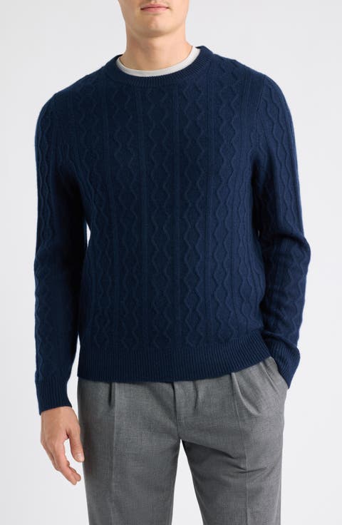 Cable Knit Cashmere Crewneck Sweater
