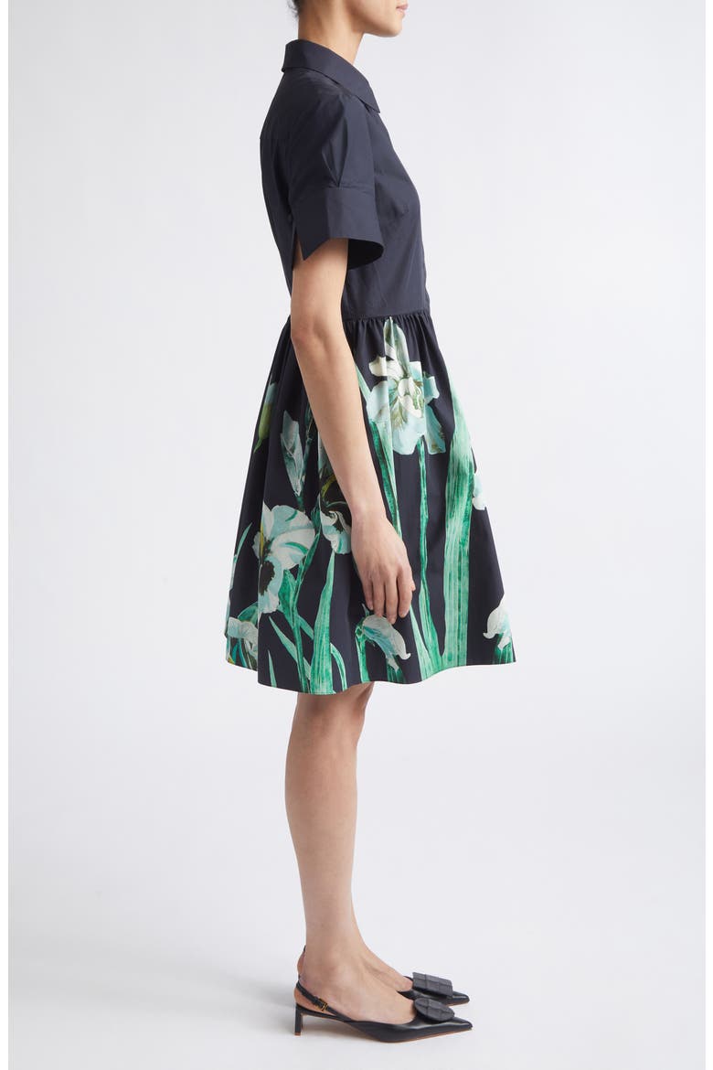Floral Print Cotton Shirtdress, Alternate, color, MIRRORED ORCHID NAVY