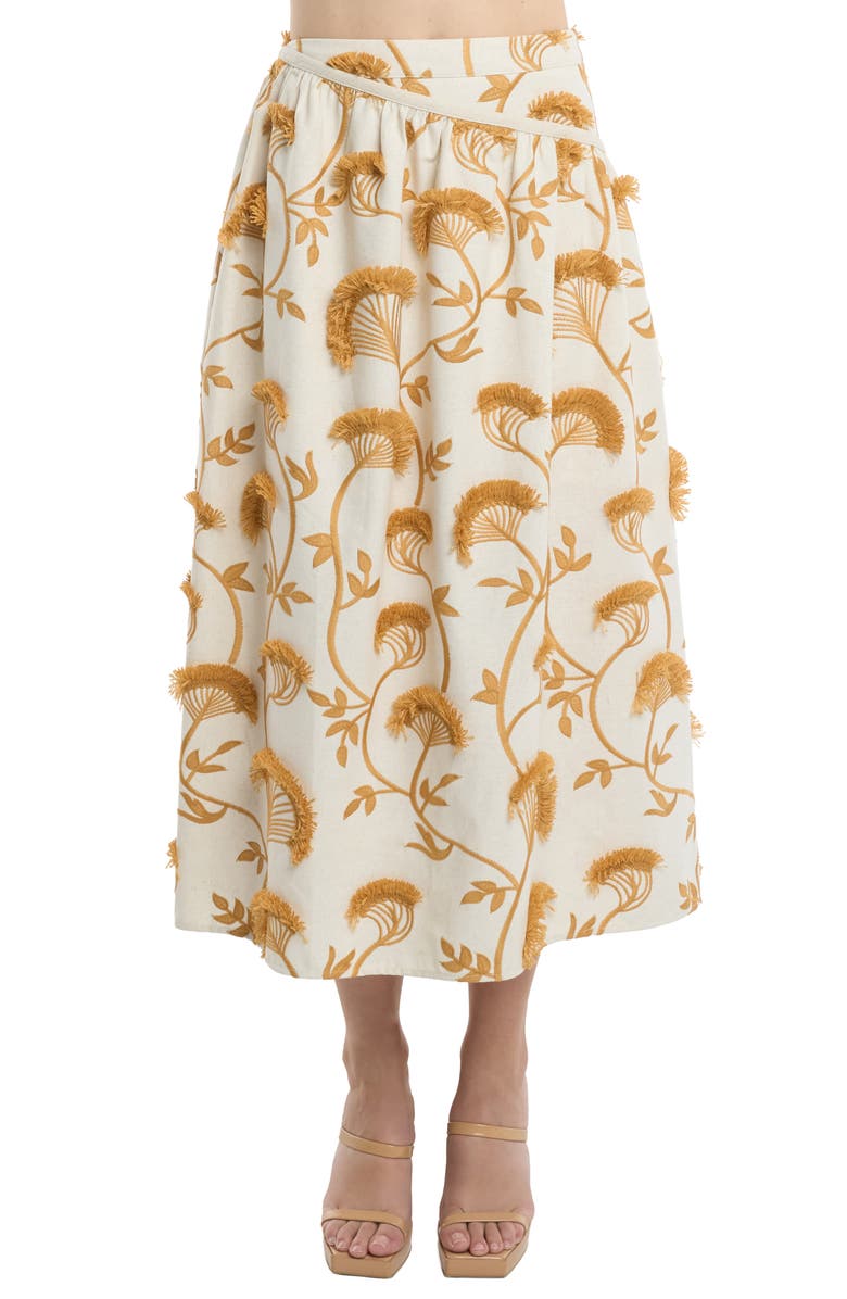 CIEBON Wonda Fringe Midi Skirt, Main, color, White Multi