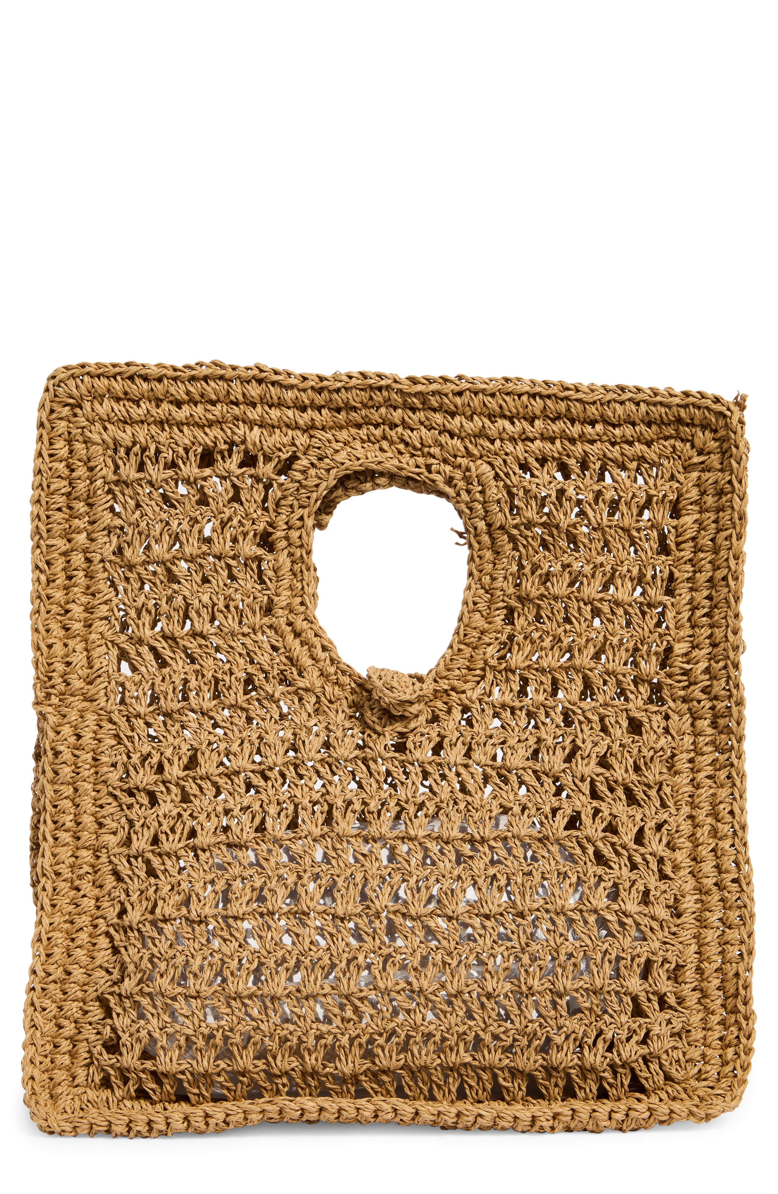 Collection XIIX Cutout Handle Square Handbag, Main, color, Dark Natural