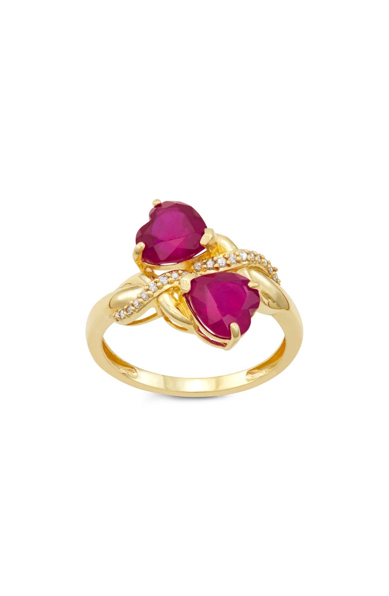 FZN 10K Gold Diamond & Ruby Ring, Main, color, 