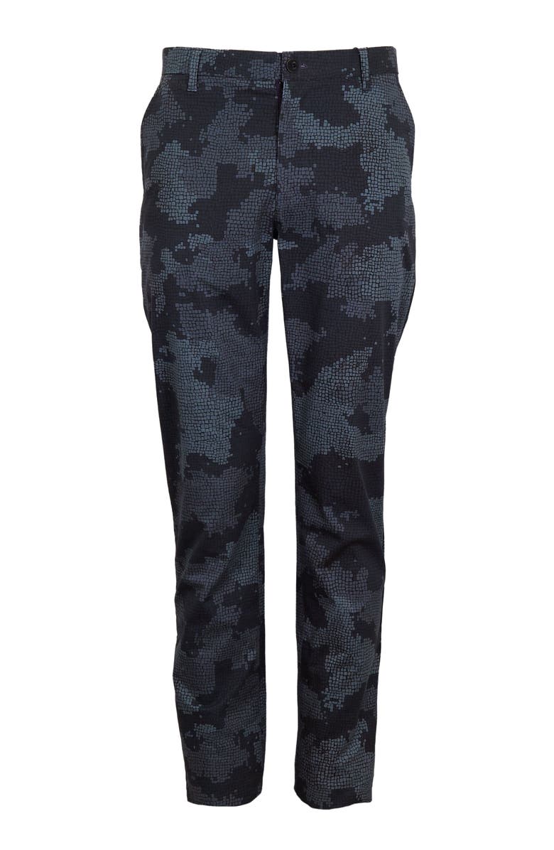 Lords of Harlech Caspian Stretch Cotton Chino Pant, Main, color, Camo Mosaic Coal