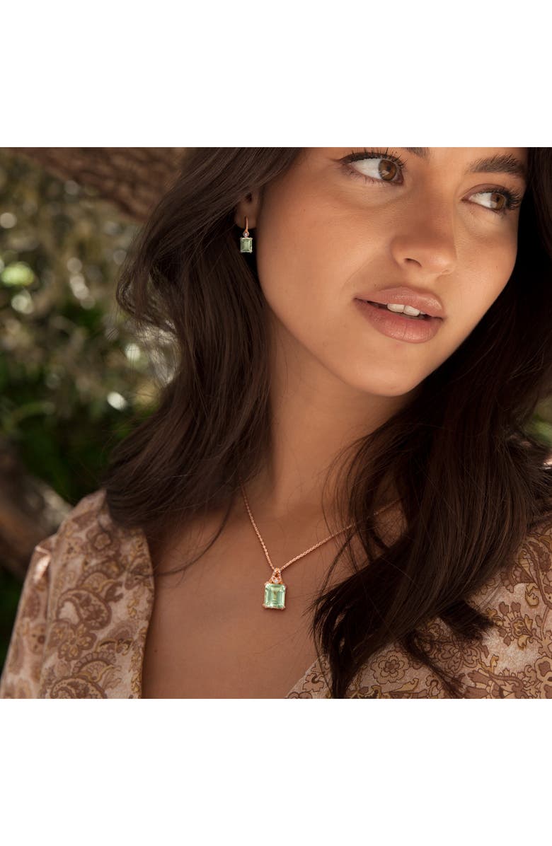DELMAR Emerald-Cut Green Quartz Earrings & Necklace Set, Alternate, color, Green