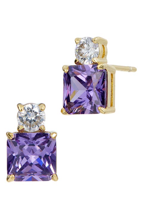 Cubic Zirconia Birthstone Stud Earrings