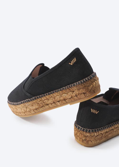 Viscata Castell Canvas Espadrille Platforms In Black