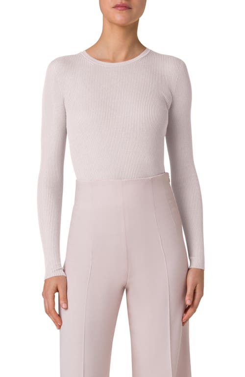Akris Seamless Silk & Cotton Rib Sweater In Pale Pink