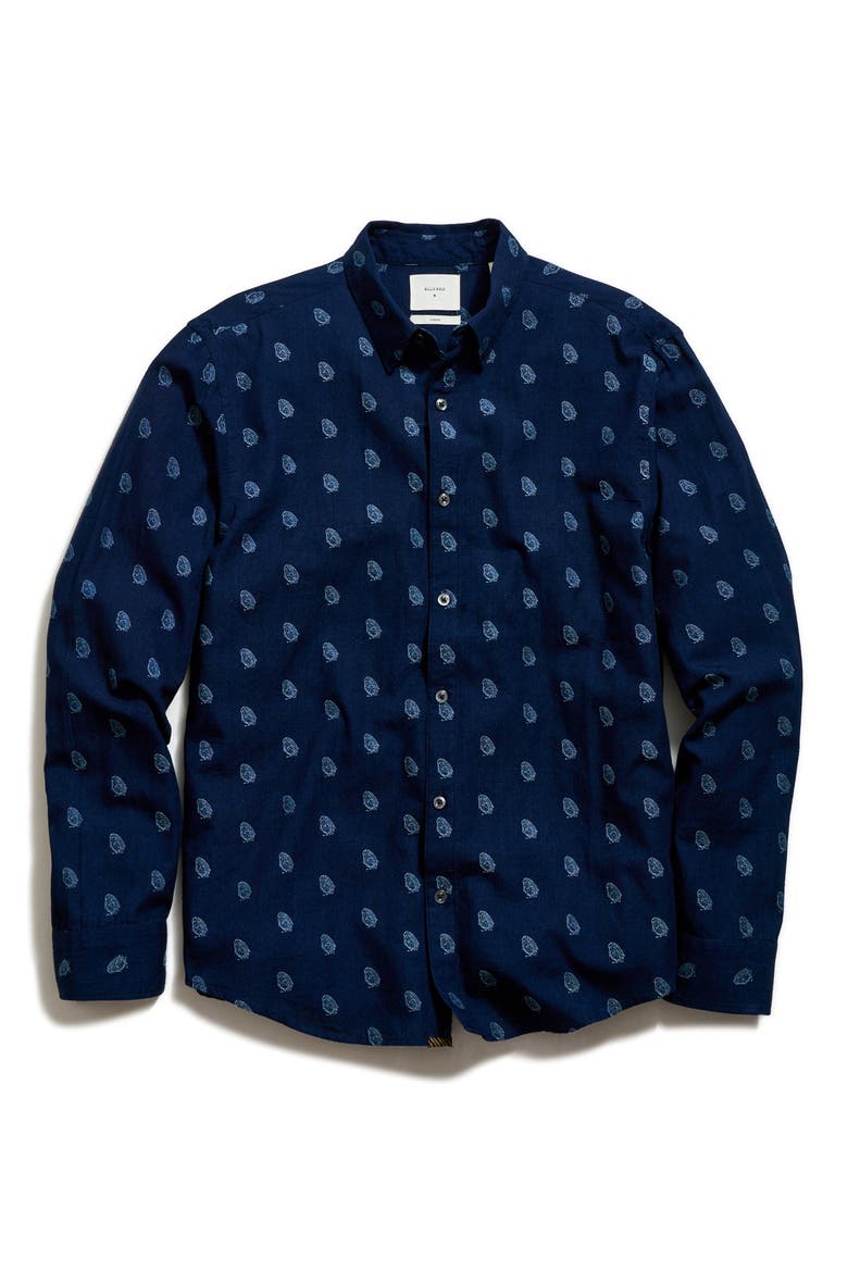 Pelican Paisley Wilson Button-Up Shirt, Alternate, color, CARBON BLUE