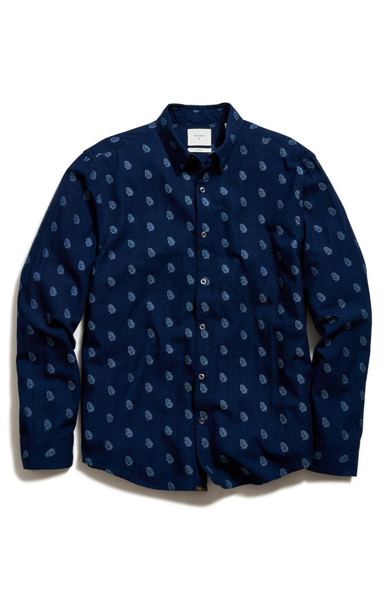 Billy Reid Pelican Paisley Wilson Button-Up Shirt, Alternate, color, Carbon Blue