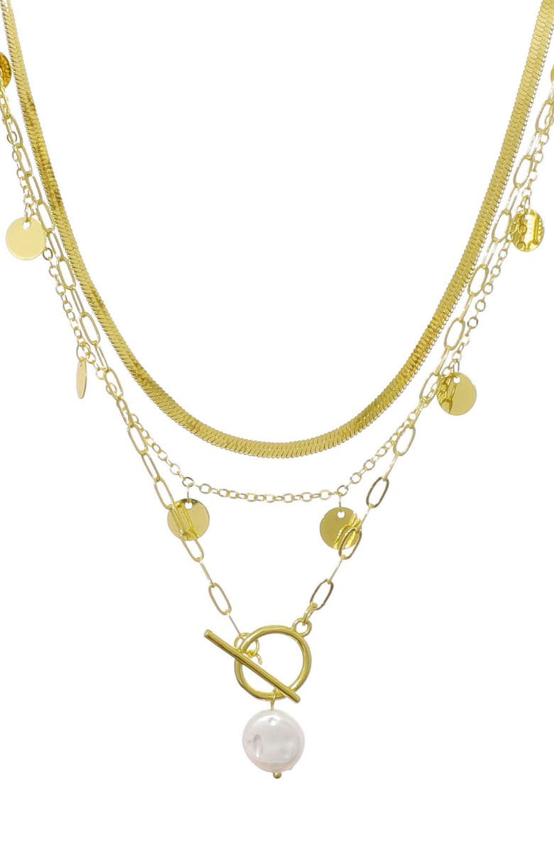 Adornia Set of 3 Assorted Chain Necklaces, Main, color, Gold/ White