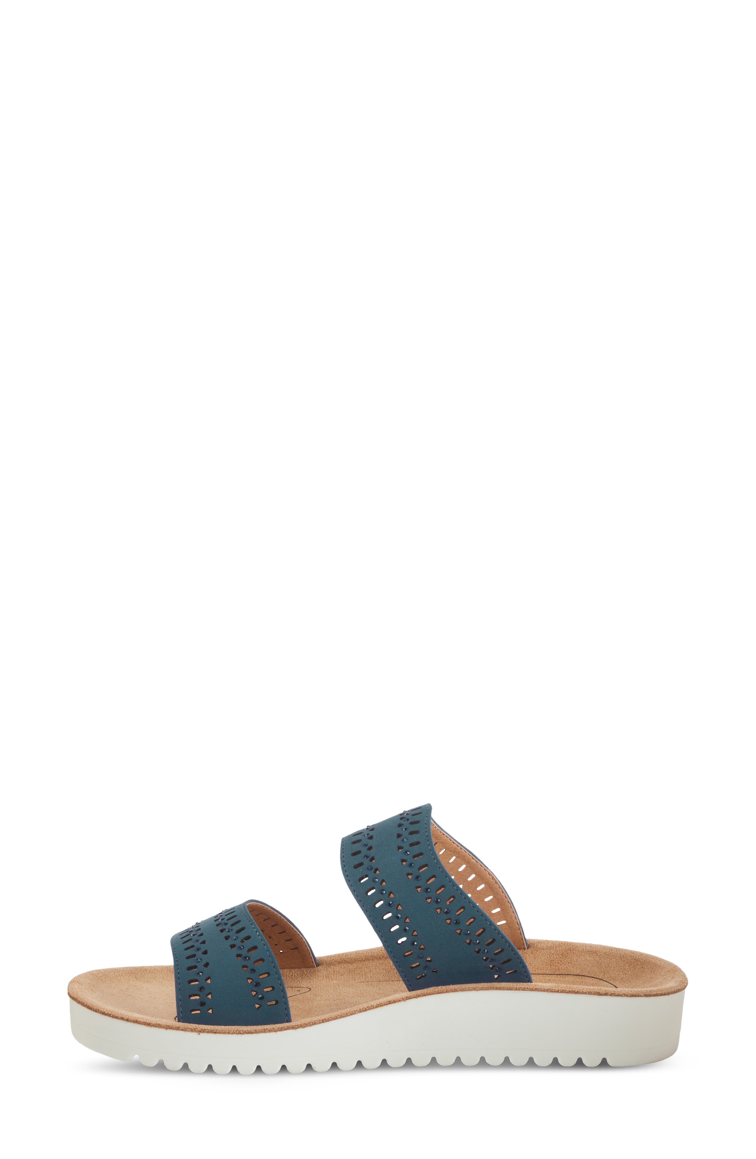 Flexus by Spring Step Bayshore Crystal Cutout Slide Sandal, Alternate, color, Navy