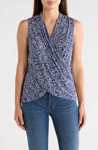 Floral Sleeveless Faux Wrap Tank
