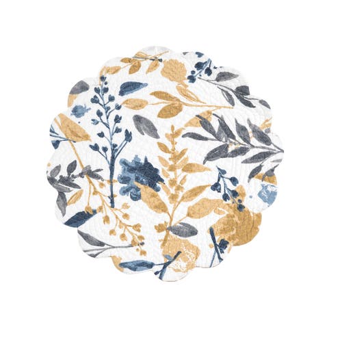 C & F Home C&f Home Natural Home Cotton Quilted Round Reversible Placemats Set Of 6, 17" Decor In Yellow