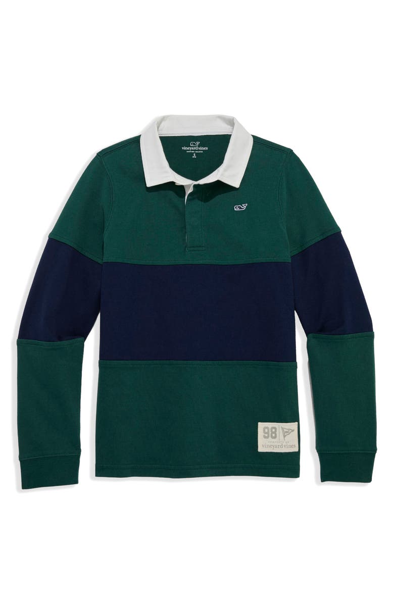 vineyard vines Kids' Colorblock Rugby Shirt, Main, color, Charleston Green