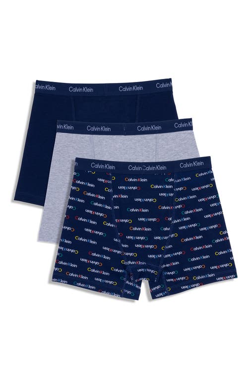 Calvin Klein Kids' Assorted 3-pack Stretch Cotton Boxer Briefs In Blue
