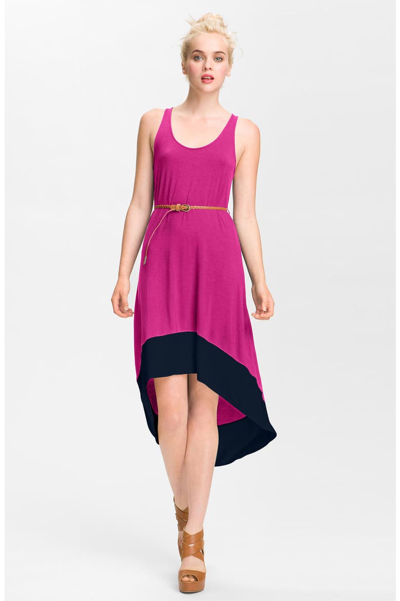 Belted Jersey Tank Dress (Nordstrom Exclusive), Main, color, FUCHSIA/ NAVY