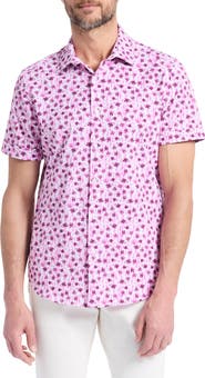 Robert Graham Bramwell Floral Short Sleeve Knit Button-Up Shirt