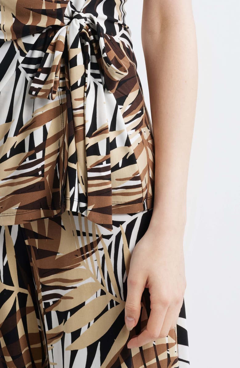 Anne Klein Leo Print Flutter Sleeve Wrap Top, Alternate, color, Anne Black Multi