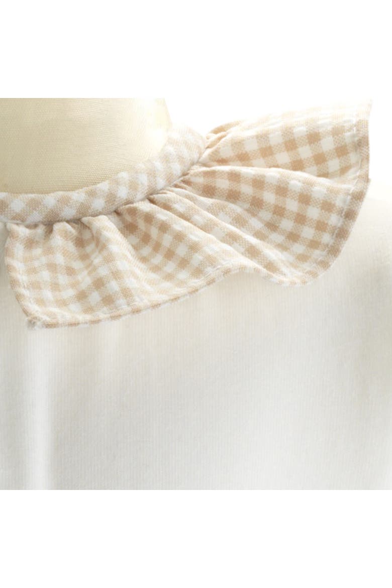 Gingham Frill Collar Babygro, Alternate, color, White