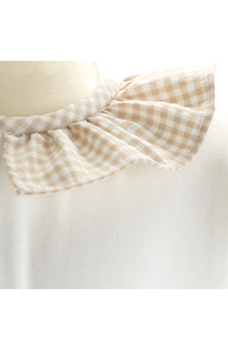 Rachel Riley Gingham Frill Collar Babygro, Alternate, color, White