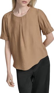 DKNY Crinkle Texture Short Sleeve Top
