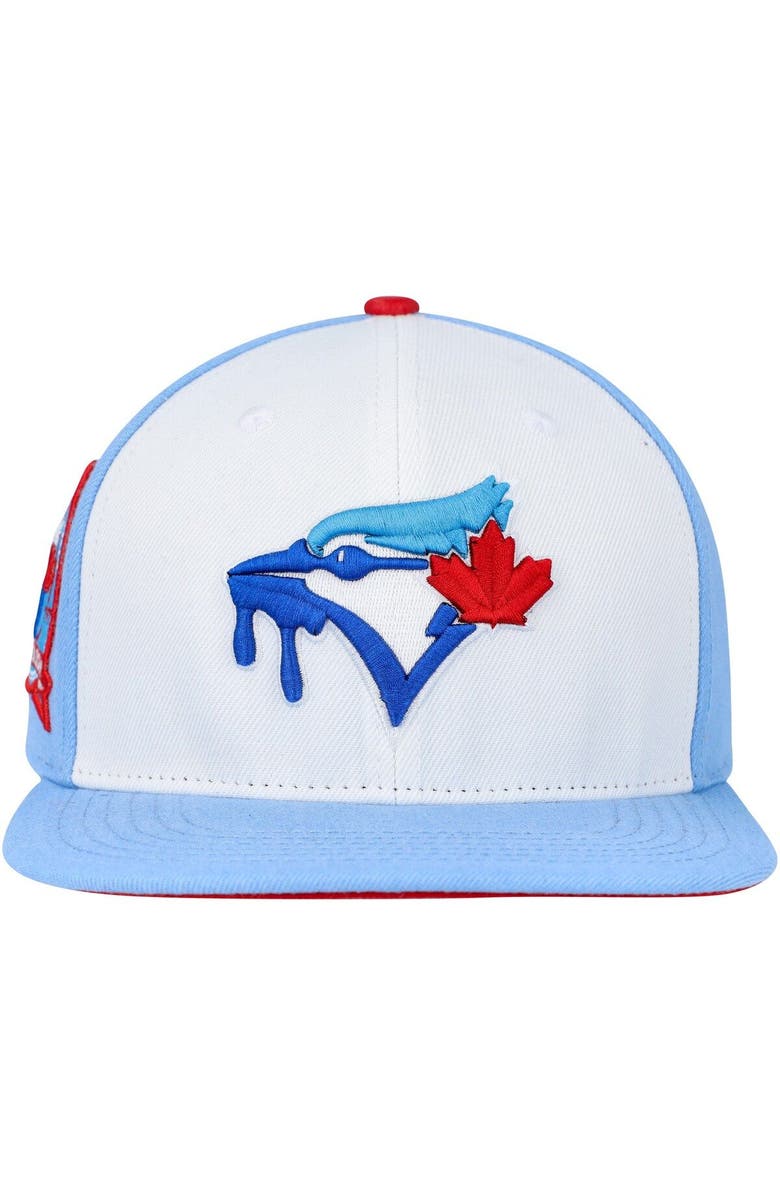 PRO STANDARD Men's Pro Standard  White/Light Blue Toronto Blue Jays Blue Raspberry Ice Cream Drip Snapback Hat, Alternate, color, 