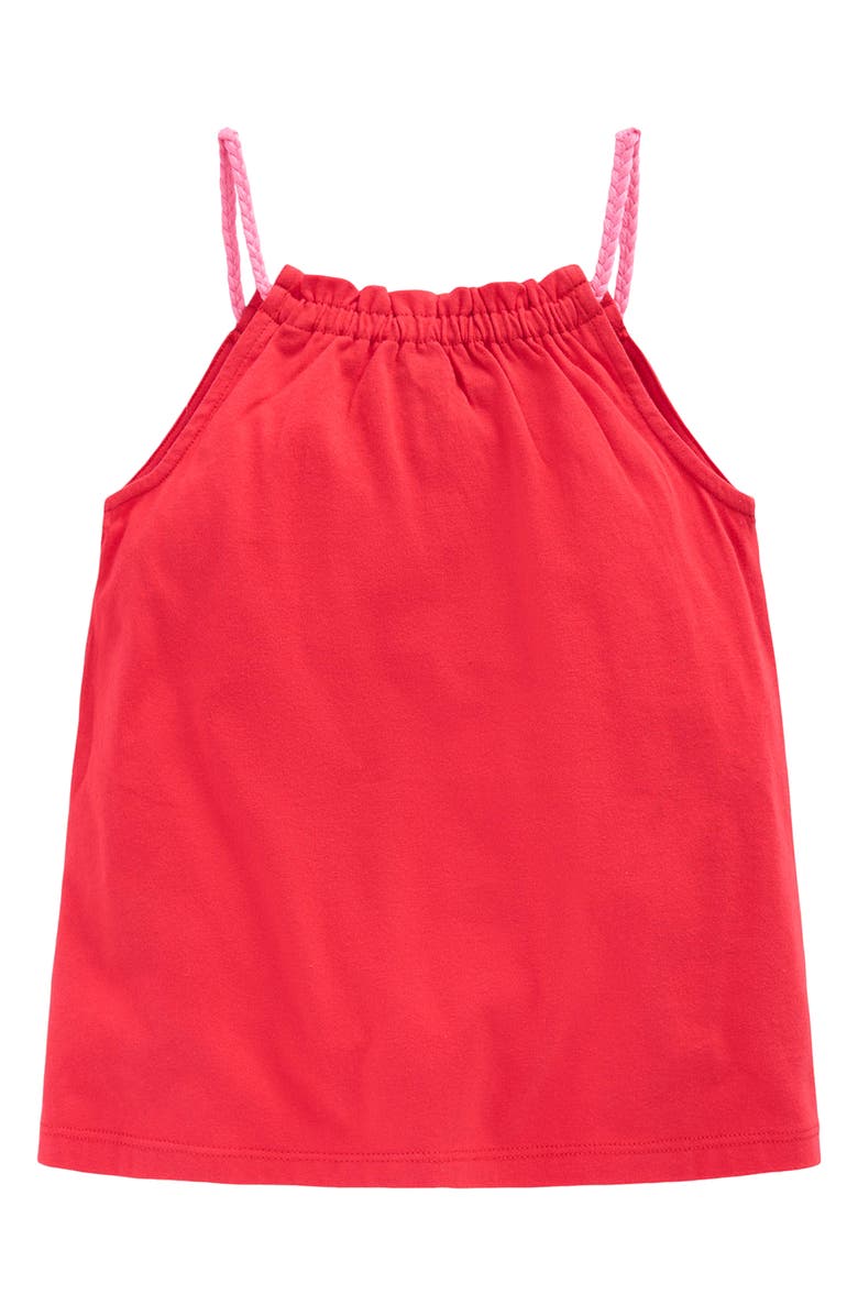 Mini Boden Kids' Embroidered Cotton Tank, Alternate, color, Spicy Red