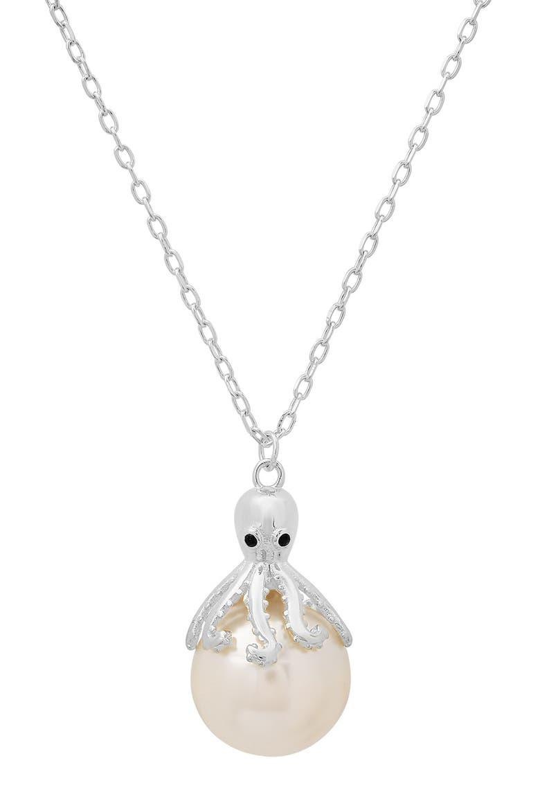 Octopus 12-13mm Imitation Pearl Pendant Necklace, Main, color, SILVER