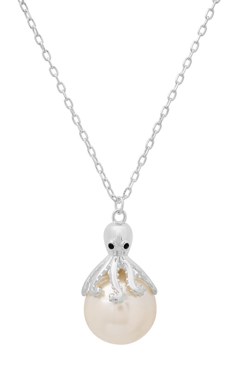 Queen Jewels Octopus 12-13mm Imitation Pearl Pendant Necklace, Main, color, Silver