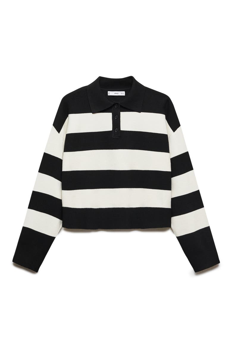 Stripe Polo Sweater, Alternate, color, BLACK