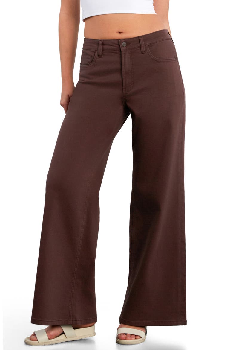 Myra Mid Rise Wide Leg Jeans, Main, color, DARK CHOCOLATE
