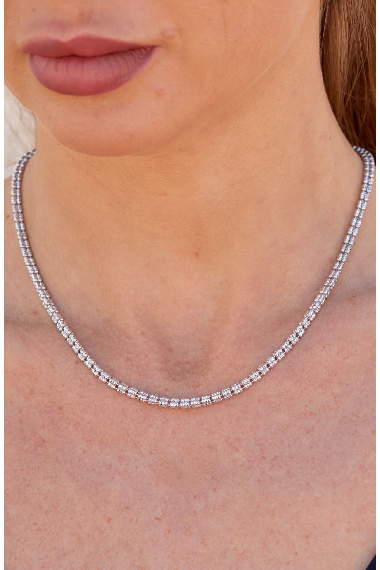 Diamond Cut Barrel Bead Chain Necklace, Alternate, color, SILVER