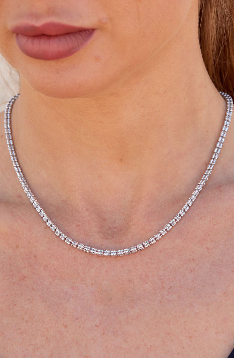 SAVVY CIE JEWELS Diamond Cut Barrel Bead Chain Necklace, Alternate, color, Silver