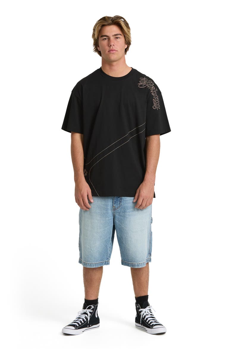 Immortal Blast Oversize Embroidered Cotton T-Shirt, Alternate, color, BLACK