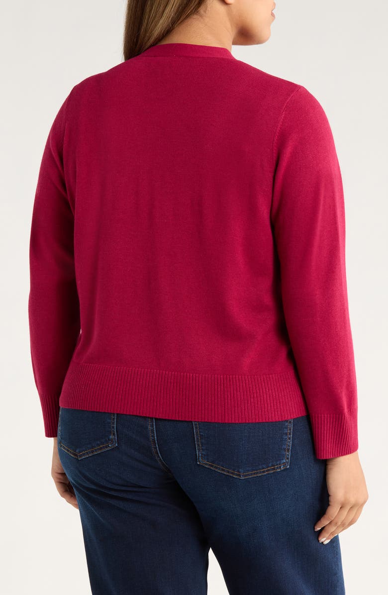 CeCe Tie Neck Cardigan, Alternate, color, Deep Merlot