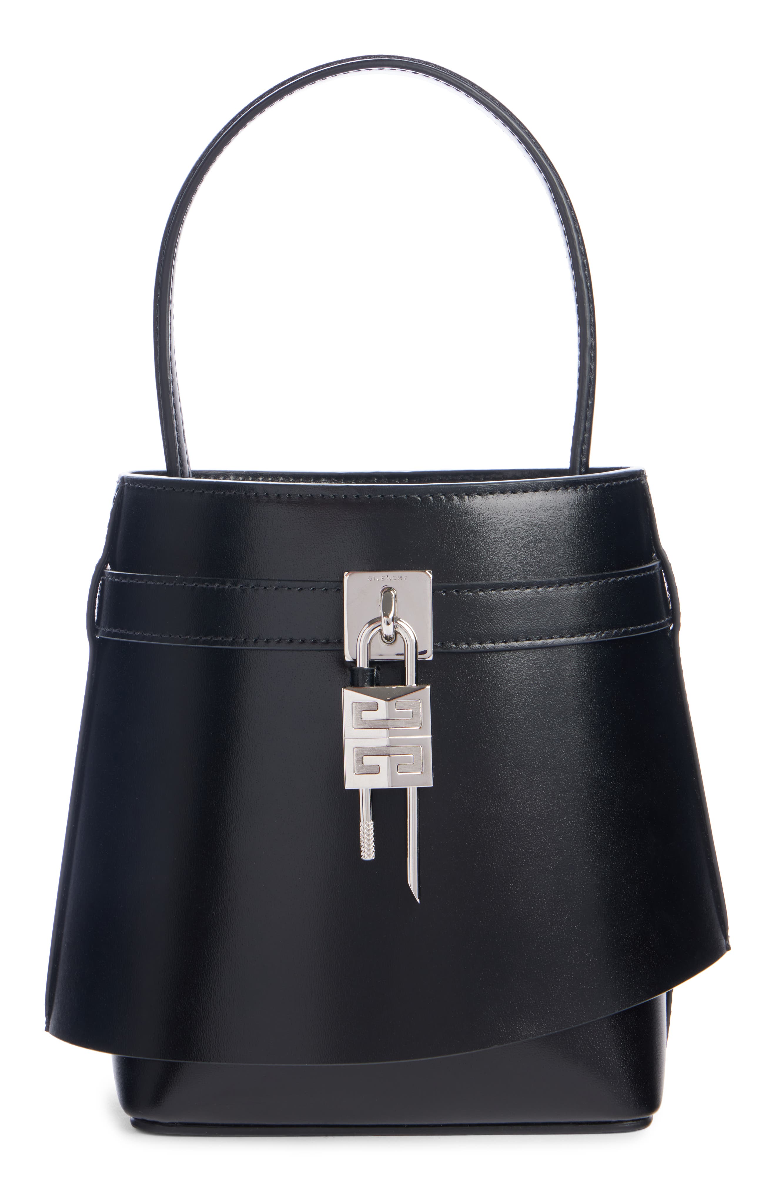 Givenchy Shark Lock Leather Bucket Bag, Alternate, color, 