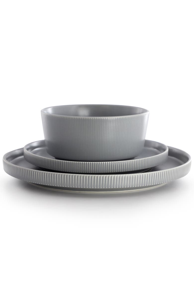Dempsey Road 12 Piece Stoneware Dinnerware Set, Alternate, color, Grey