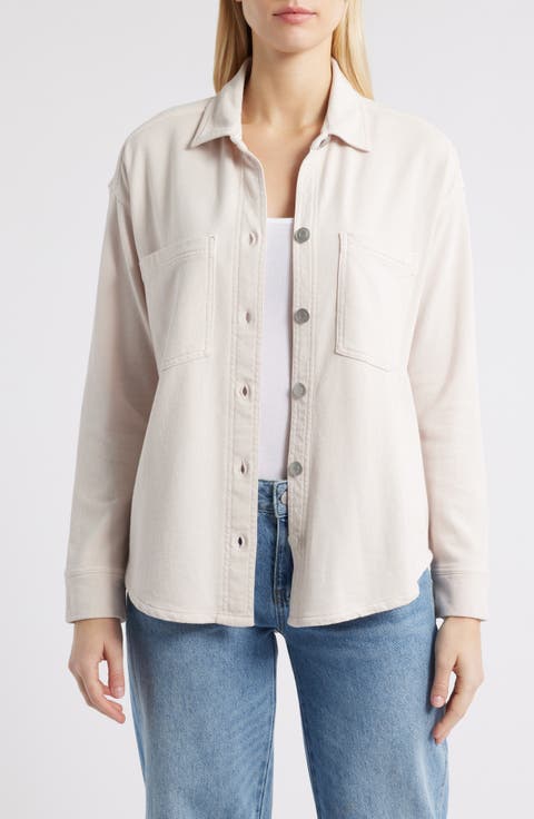 Tiera Cotton French Terry Button-Up Shirt
